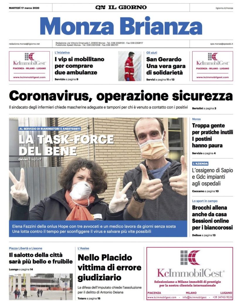 Hope Onlus Coronavirus Monza