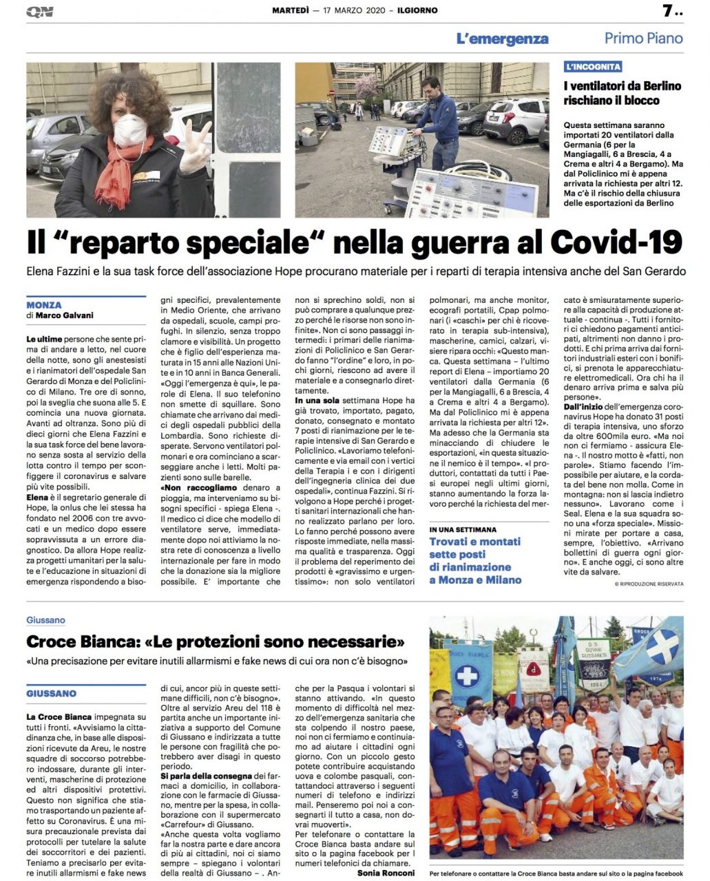 Hope Onlus Coronavirus San Gerardo